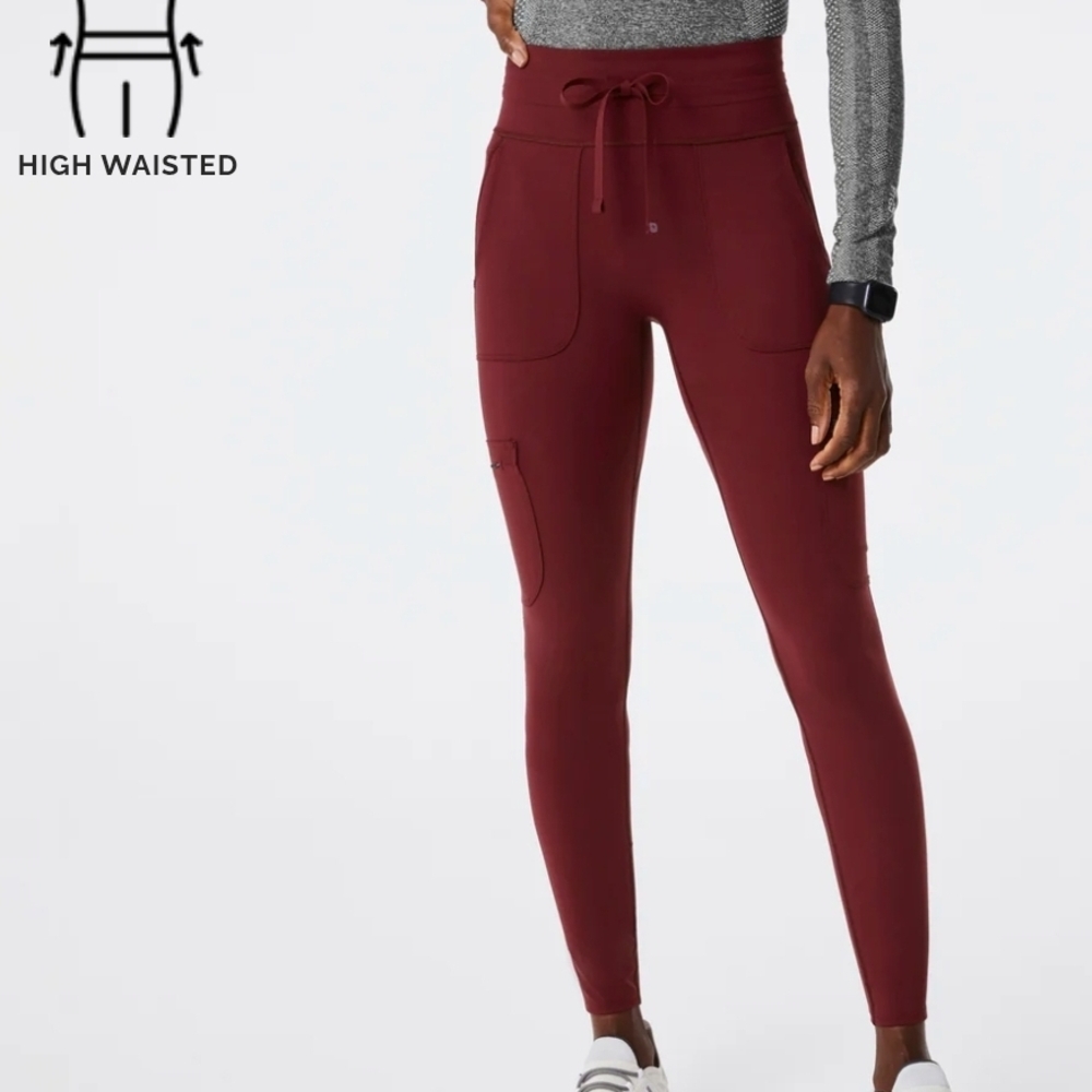 High-Waisted SevilleScrubLegging - Burgundy, XS